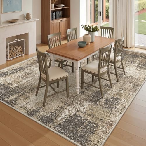 Valenrug 6x9 Area Rugs, Abstract Large Washable Rugs for Living Room, Taupe - Image 5