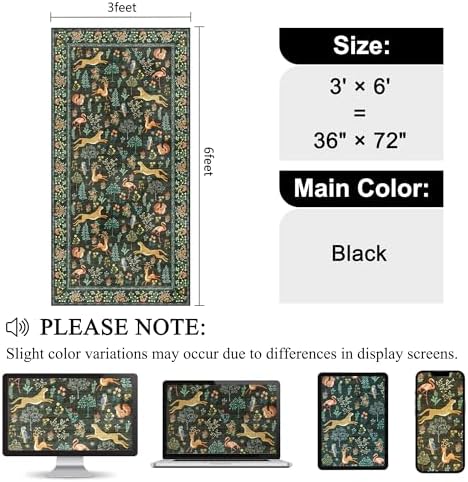 DUKINO 3x6 Kitchen Runner Rug, Washable Animal Rug for Hallway, Black - Image 2
