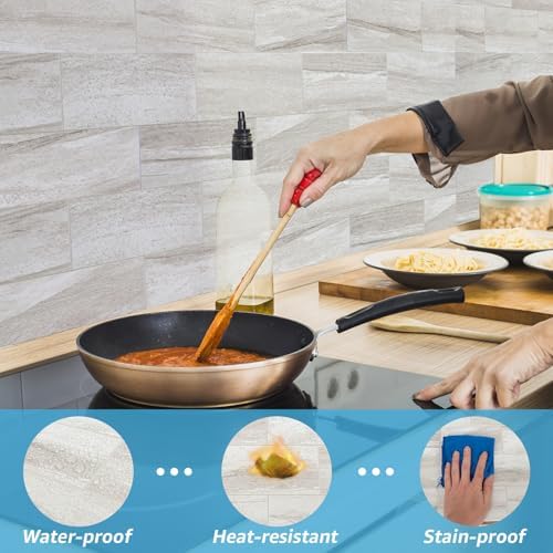Art3d 102-Pack Peel and Stick Backsplash on Subway Tile, Biege Marble - Image 2