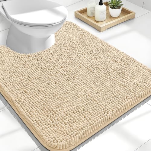 OLANLY Toilet Rugs U-Shaped 24x20, Soft Absorbent Chenille Contour Rugs by OLANLY