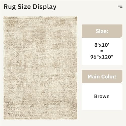 Soalmost Washable Area Rug 8x10 Large Soft Living Room Rugs Light Brown - Image 4
