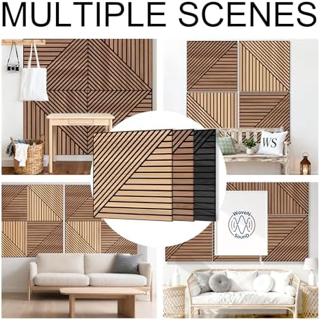 WoveN SounD Acoustic Wall Panels, Teak, 8 Pack, 23.6x23.6 in - Image 6