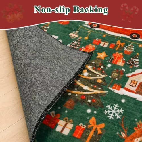 Christmas 2x3 Entryway Area Rug - Non Slip Washable Winter Green Doormat Indoor Soft Low Pile Decorative Floor Mat for Kitchen Bathroom Living Room Bedroom Holiday Home Decor Gift（2x3，Green ） - Image 3