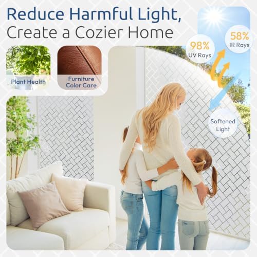 rabbitgoo Window Privacy Film Frosted Glass, White, 35.4" x 157.4" - Image 4