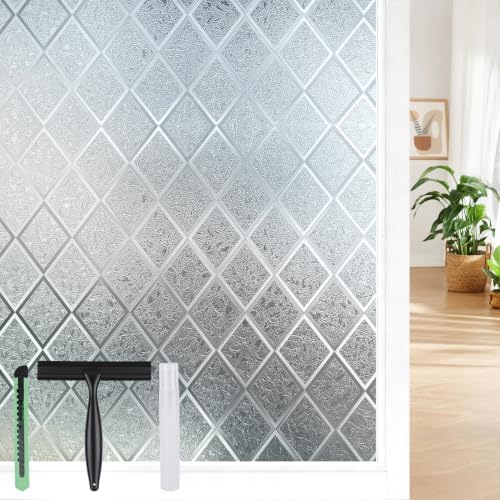 Lovepea Window Privacy Film Decorative Frosted Glass 24 Hour Two Way Privacy, Static Cling Removable Stickers for Home Door Office Bathroom Privacy Protection, Heat Blocking (41.3 x 157.5 Inch) by LOVEPEA