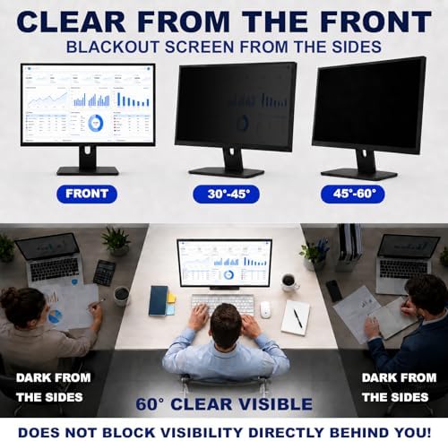 [2-Pack] 34 Inch Privacy Screen for Computer Curved Monitor, 21:9 Aspect Ratio Anti Blue Light Glare Shield, Removable Blackout Filter for Desktop Security, Anti-Spy Private Protector for 34" Monitor - Image 5