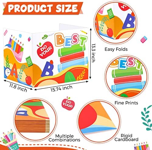 24 Pcs Privacy Boards for Student Desks Bright Colored Classroom Desk Divider Trifold Table Desk Privacy Panel Folders Screen Partition for School Teacher Student Study Test Home(Clock) - Image 2