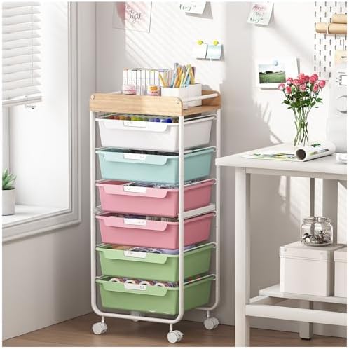 SYKIARIOL Rolling Cart with 6 Drawers,Craft Organizer and Storage,Colorful by SYKIARIOL