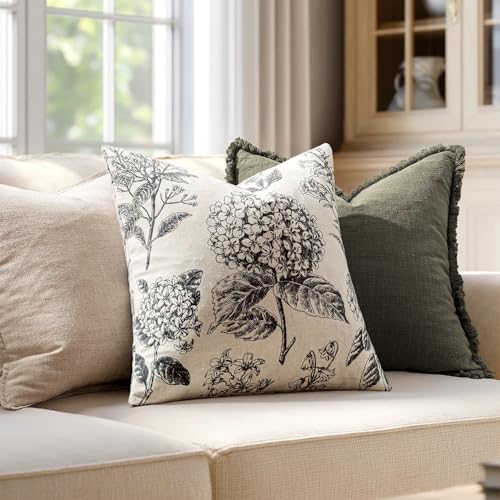 Set of 2 Decorative Floral Pillow Covers 22x22 Inch Black - Image 3