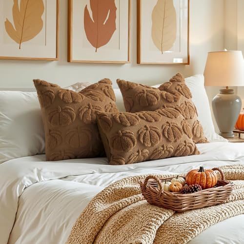 MIULEE Fall Pillow Covers Pumpkin Fall Decor 18x18 Brown - Image 4