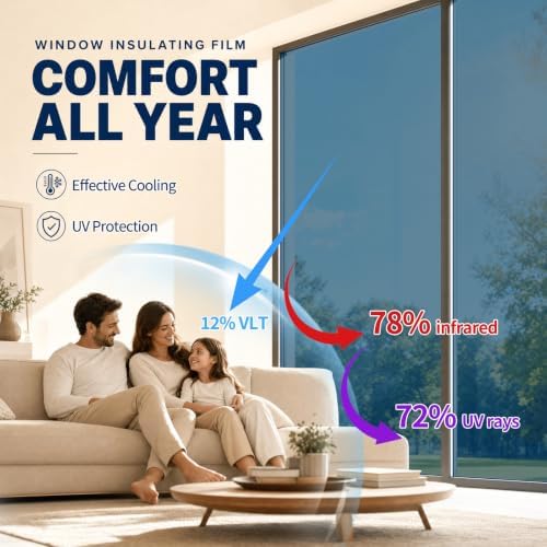 FILMGOO One Way Privacy Window Film Heat Control Mirror Tint 17.5Inx7.8Ft - Image 3