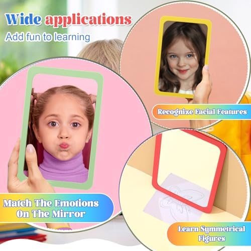 Dandat 30 Pcs 6x4 Shatter Proof Unbreakable Kids Mirrors, Hippie Color - Image 4