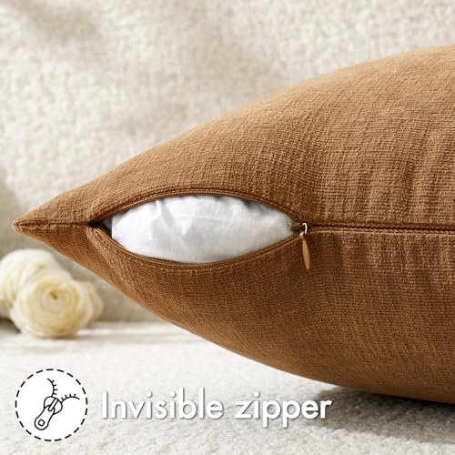 MIULEE Bronze Chenille Couch Throw Pillow Covers, 18x18 - Image 3