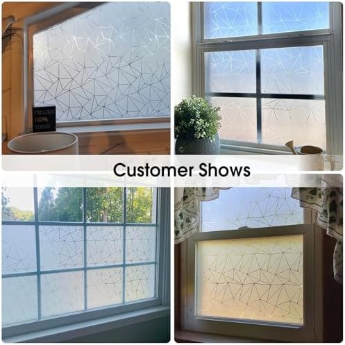 Coavas Frosted Glass Window Privacy Film, Geometric Pattern, 35.4" x 157.5" - Image 6