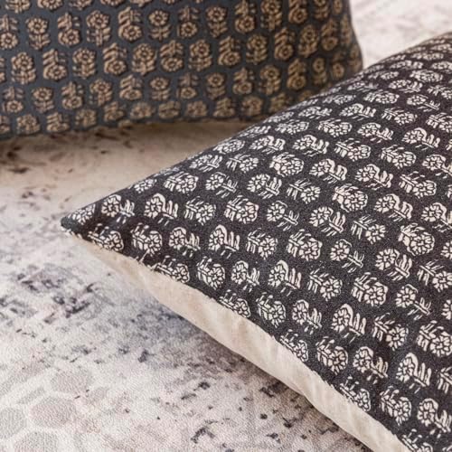 Foindtower Decorative Floral Print Throw Pillow Covers 24×24 Inch,Black - Image 3