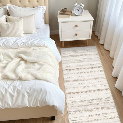 Nakagishi Runner Rug Kitchen Washable Rugs: 3x8 Non-Slip Boho Soft Modern Stain Resistant Indoor Floor Neutral Farmhouse Throw Carpet for Hallway Bathroom Laundry Room Entryway Bedroom- Brown - Image 7