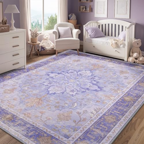 RELEANY Washable Area Rug, 3'x5', Purple - Image 3