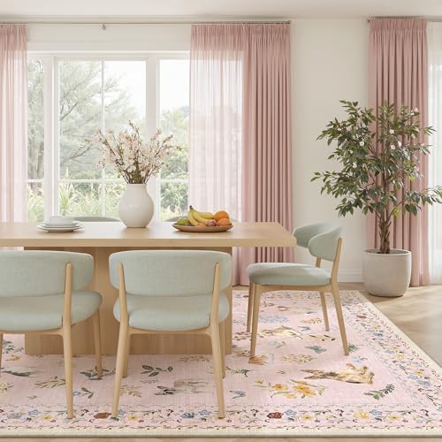 Soalmost Dog 8x10 Pink Area Rugs for Baby Girl Nursery, Washable Soft Rug - Image 3