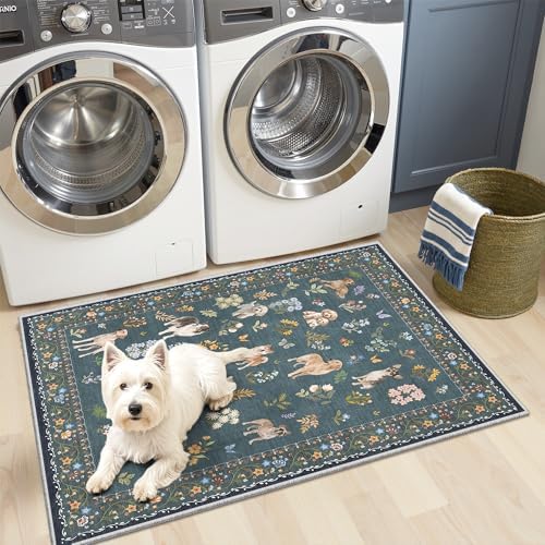 Soalmost 2x3 Dog Rugs for Entryway, Washable Door Mat Soft Rug Navy Blue - Image 3