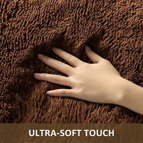 Ophanie Small Rug Washable Non Slip Throw Bedside Area Rugs, Fluffy Soft Brown Mini Bedroom Carpet, Affordable Door Entryway Indoor Inside Front Entrance Dog 2x3 Mat, Home Decor Aesthetic, Nursery - Image 2