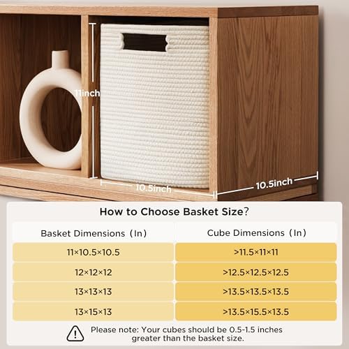 UBBCARE Set of 4 Storage Cubes-11 X 10.5 X 10.5 In, Cotton Rope Basket for Shelves, Toys, Book, Cube Storage Bin with Handles, Woven Storage Basket for Organizing, Beige - Image 2