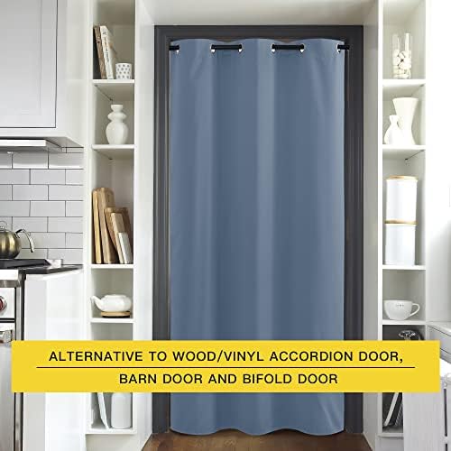 NICETOWN Stone Blue Door Curtain for Doorway Privacy, Curtains 84 Inch Length, Room Divider Curtain Cover, Blackout Temporary Insulated Closet Curtain for Bedroom Closet (1 Panel, 5ft Wide) - Image 4