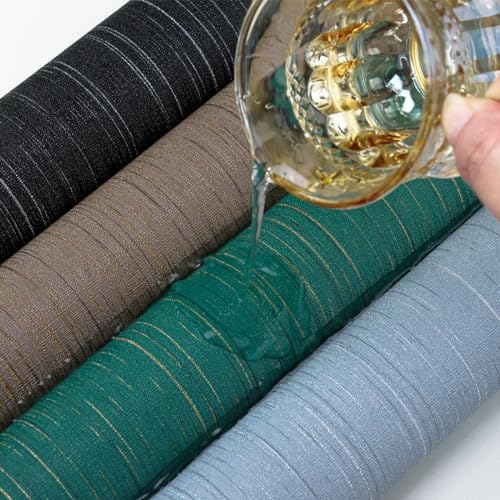 Black Grasscloth Peel and Stick Wallpaper Texture Contact Paper A Set of 15.7" X 1200" Self-Adhesive Linen Removable Wallpaper Cabinets Counter Top Liners - Image 4