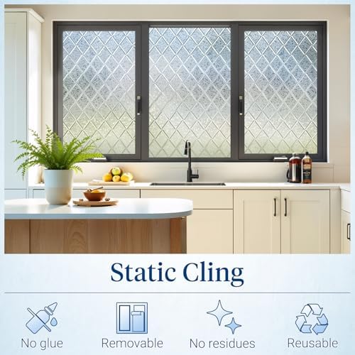 Haton Window Privacy Film, Decorative Frosted Film, Lattice 17.5" x 118.1" - Image 5