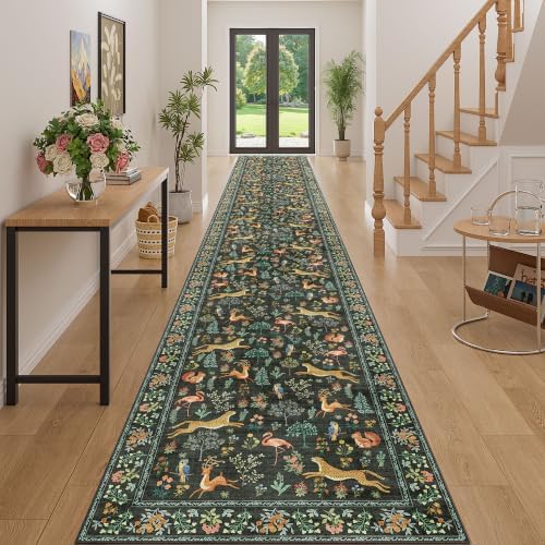 DUKINO 3x20 Washable Runner Rug, Non Slip Animal Hallway Runner Rug, Black by DUKINO