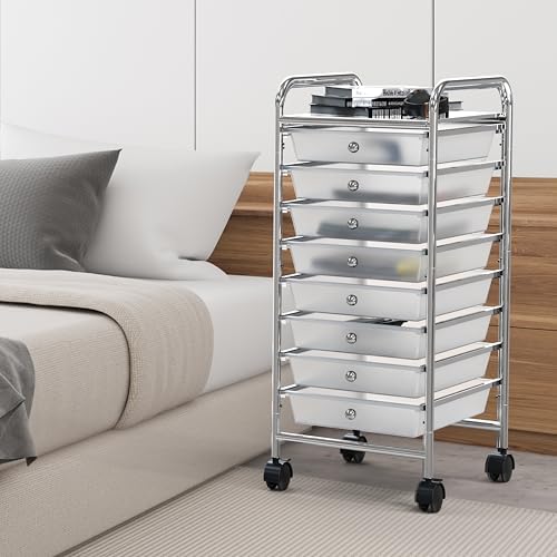Simple Houseware 8 Drawers Rolling Utility Cart Art Craft Storage, Chrome - Image 6