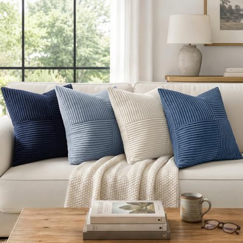 MIULEE Dusty Blue Decorative Throw Pillow Covers for Couch 18x18 Inch - Image 5
