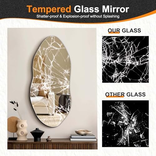 Delma Irregular Wall Mirror, 32"x14" Slim Vertical Wavy Design - Image 5
