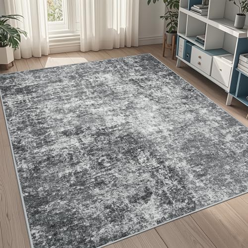 5x8 Area Rugs for Living Room Washable Bedroom Dining Room Black Grey by Aelenmu
