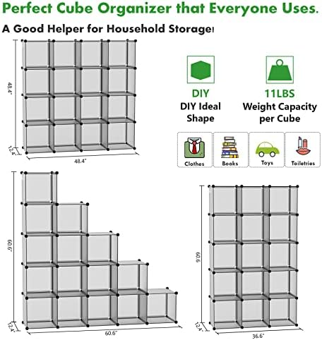 C&AHOME 16 Cube Storage Organizer Cube Shelves Units Storage Cubes, Grey - Image 3