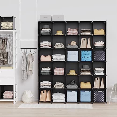 HOMIDEC Closet Organizers and Storage, 16 Cube Storage Organizer, Closet Organizer Bookshelf Cubes Shelves for Clothes, Bedroom, Kids Room, Bathroom, Wardrobe, Garment Racks, Black - Image 2