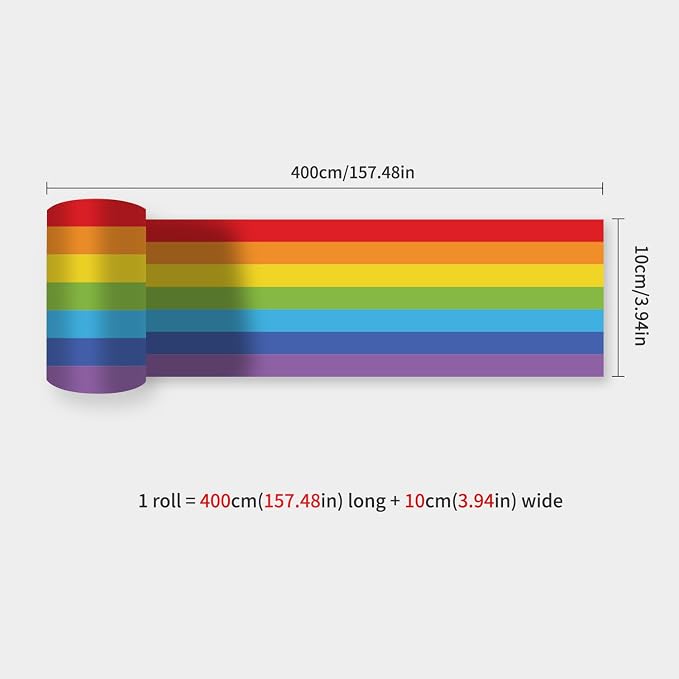 Rainbow Self-Adhesive Wall Border Sticker Nursery Peel and Stick Baseboard Tape Removable Waterproof Home Decoration Living Room Decals - Image 8