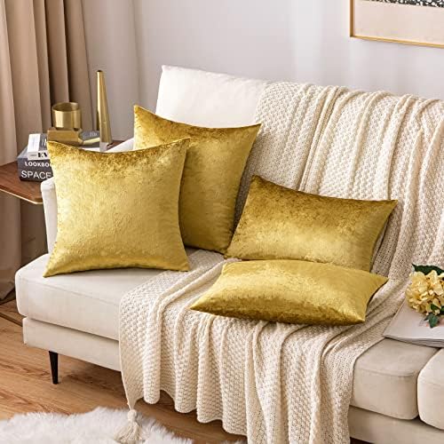 MIULEE Velvet Throw Pillow Covers 18x18 Inch Pack of 2 Golden - Image 6