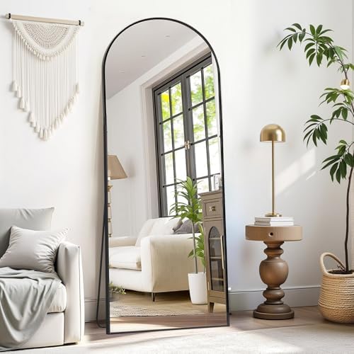 Rowjut Floor Mirror Arched Mirror Full Length 56"X20" Full Length Mirror can be Free Standing or Hanging on the wall Used in Living Room Entrance Hall, Corridor Room Bathroom etc （Black by Rowjut