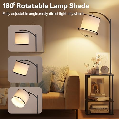 SUNMORY Floor Lamp with Table Shelves, End Side Table for Living Room - Image 6