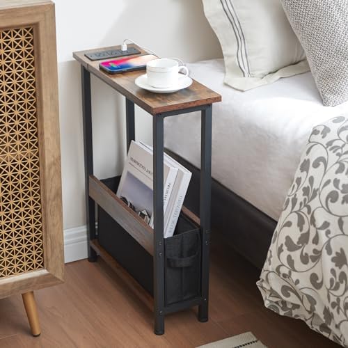 Slim Charging End Table with Storage - For Small Spaces and Bedroom - Image 7