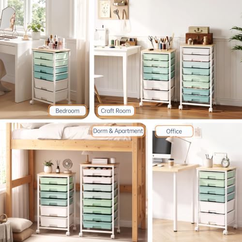 Delamu Rolling Storage Cart with 6 Drawers, Utility Craft Storage Cart - Image 6
