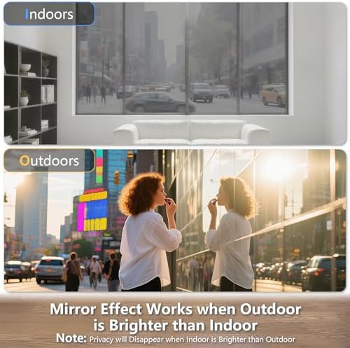 LEMON CLOUD One Way Window Film Window Tint for Home, Silver 45.2″ x 157.4″ - Image 4