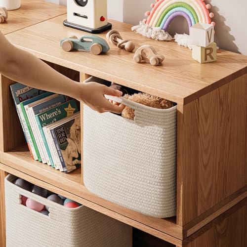 UBBCARE Set of 4 Storage Cubes-11 X 10.5 X 10.5 In, Cotton Rope Basket for Shelves, Toys, Book, Cube Storage Bin with Handles, Woven Storage Basket for Organizing, Beige - Image 5