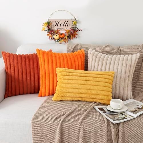 Pallene Faux Fur Fall Throw Pillow Covers 26x26 Set of 2, Burnt Orange - Image 6