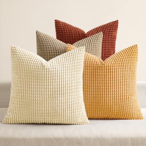 MIULEE Fall Decorative Pillow Covers 18x18 Inch Set of 4 Terra Cotta by MIULEE
