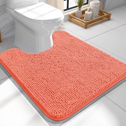 OLANLY Toilet Rugs U-Shaped 24x24, Soft Absorbent Chenille Contour Rugs by OLANLY