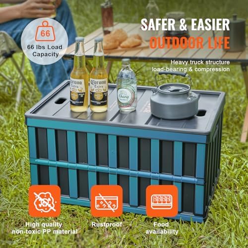 VEVOR 65L Collapsible Storage Bins with Lids 3 Packs, Stackable Crates - Image 4