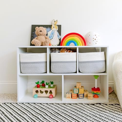 NaturalCozy Storage Cubes 9”x9”x7”Cotton Rope Woven Baskets for Organizing 3-Pack | 9 Inch Cube Storage Bin | Small Basket for Shelf Nursery, Pantry, Decorative Plant, Bathroom Closet, Toy Gift - Image 3