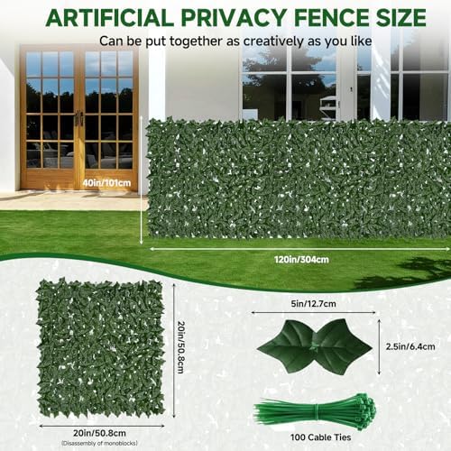 Artificial Ivy Fence Privacy Screen 120x40in Dense Faux Ivy Vine - Image 3