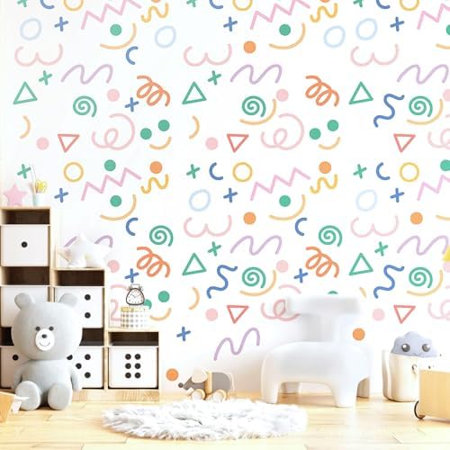 AOWDIAO 200 Pcs Geometric Wall Decals - Peel and Stick, Waterproof Vinly Colorful Wall Stickers for Kids Room, Playroom and Nursery - Image 4